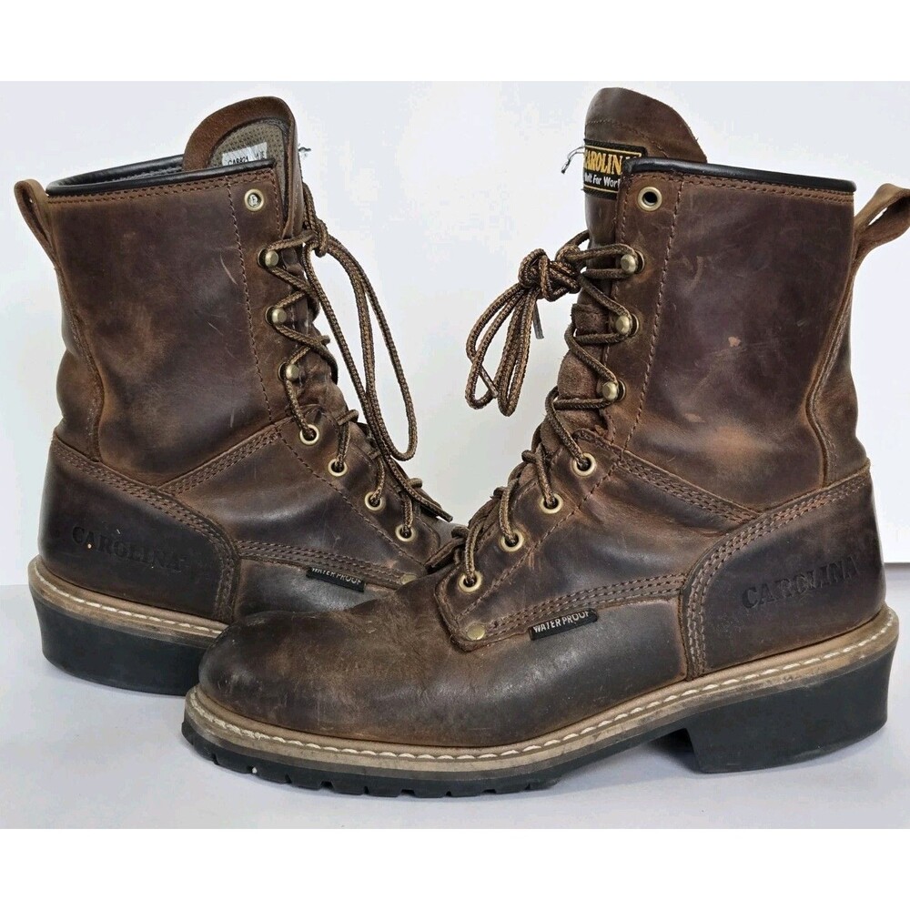 Carolina Boots Mens 11 2E 8" Elm Soft Toe WP Logger Work Brown Leather CA8821